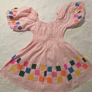 Pink Rainbow Sequin Checkered Dress